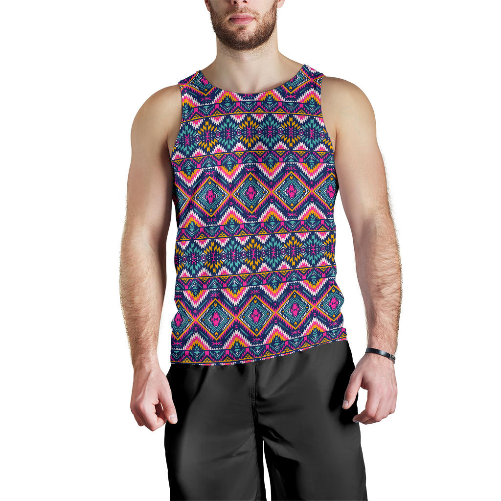 Indian Navajo Pink Themed Design Print Men Tank Top