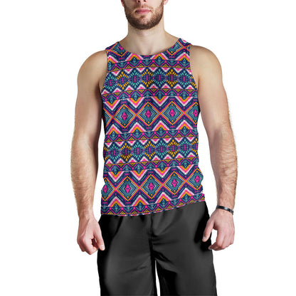 Indian Navajo Pink Themed Design Print Men Tank Top