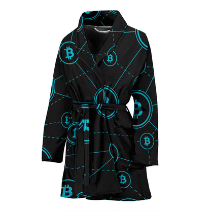 Cryptocurrency Pattern Print Design 01 Women Bathrobe