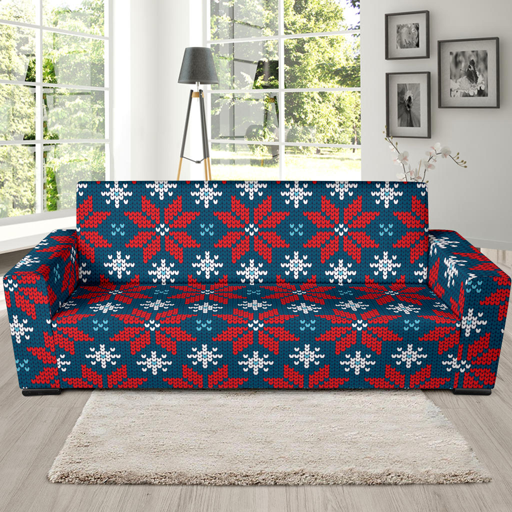 Poinsettia Pattern Print Design A02 Sofa Slipcover