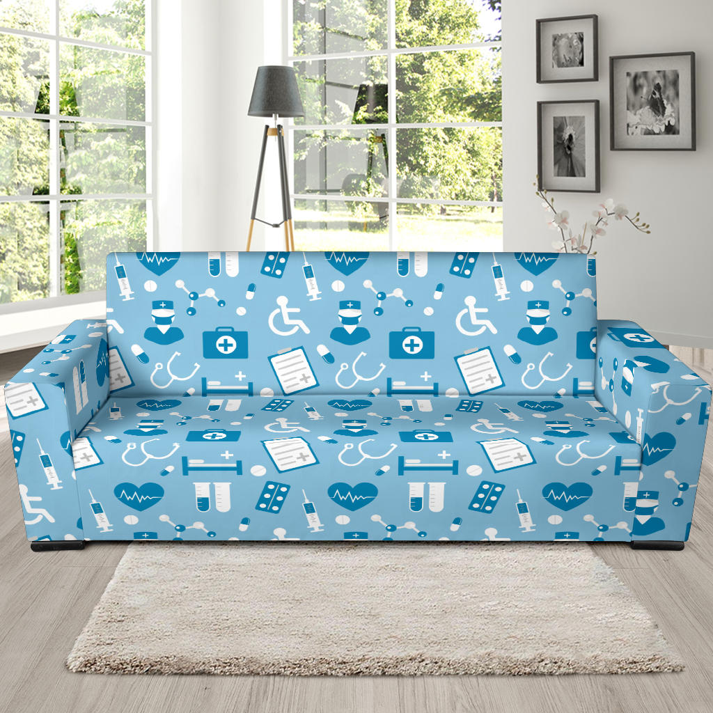 Medical Pattern Print Design 05 Sofa Slipcover