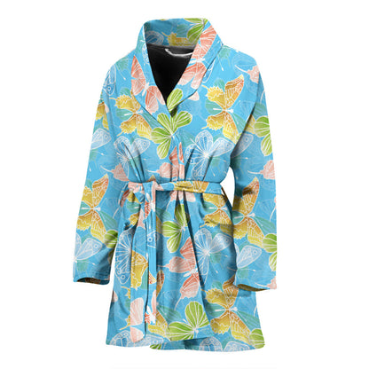 Butterfly Pattern Print Design 05 Women Bathrobe