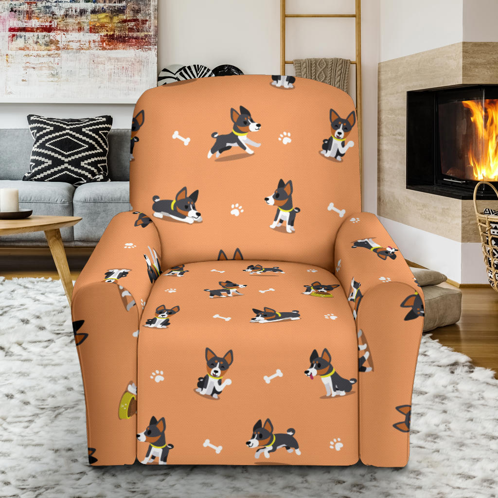 Basenji Pattern Print Design 01 Recliner Slipcover with Pocket
