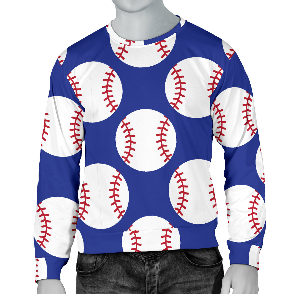Baseball Blue Background Men Long Sleeve Sweatshirt
