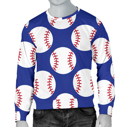 Baseball Blue Background Men Long Sleeve Sweatshirt