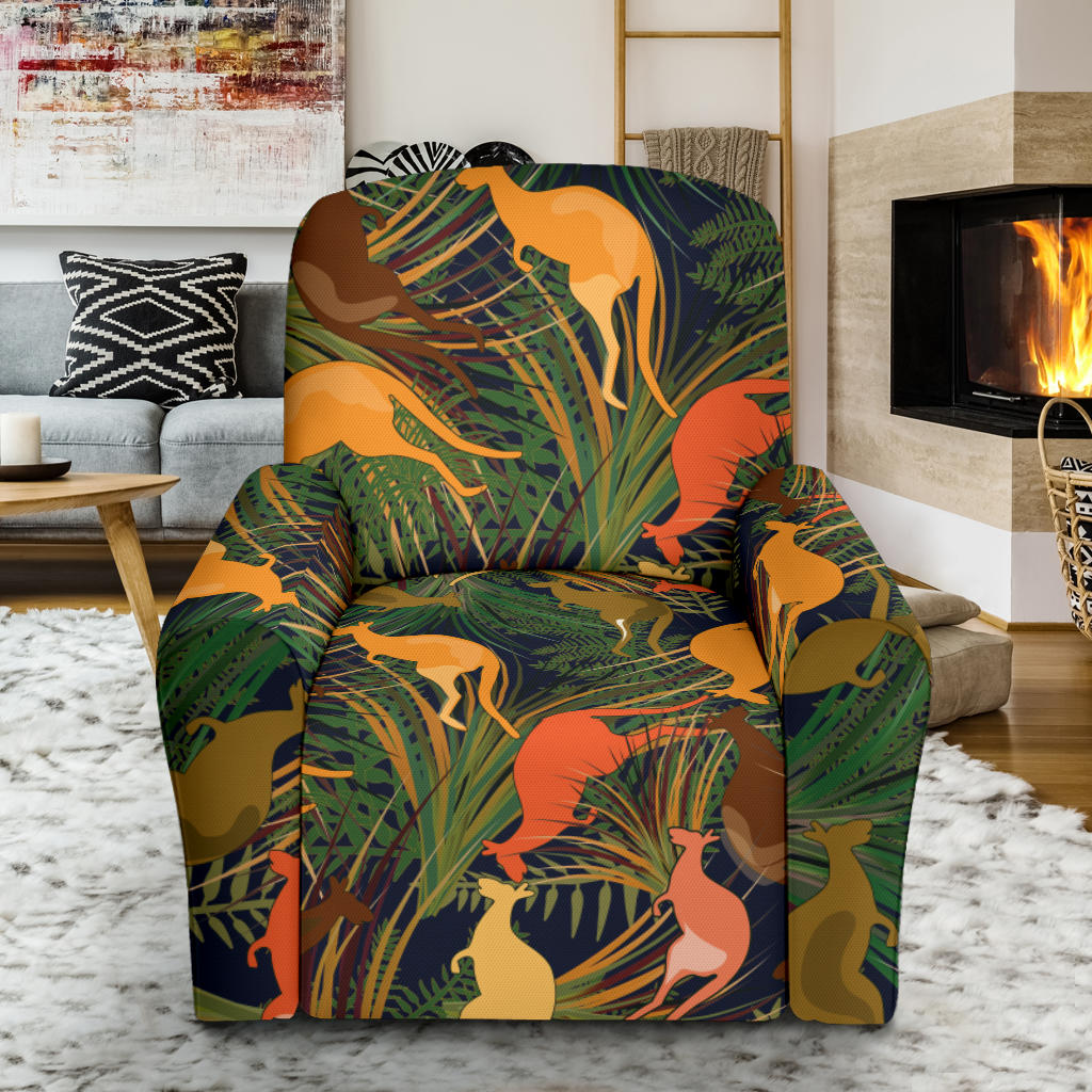 Kangaroos Pattern Print Design 07 Recliner Slipcover with Pocket
