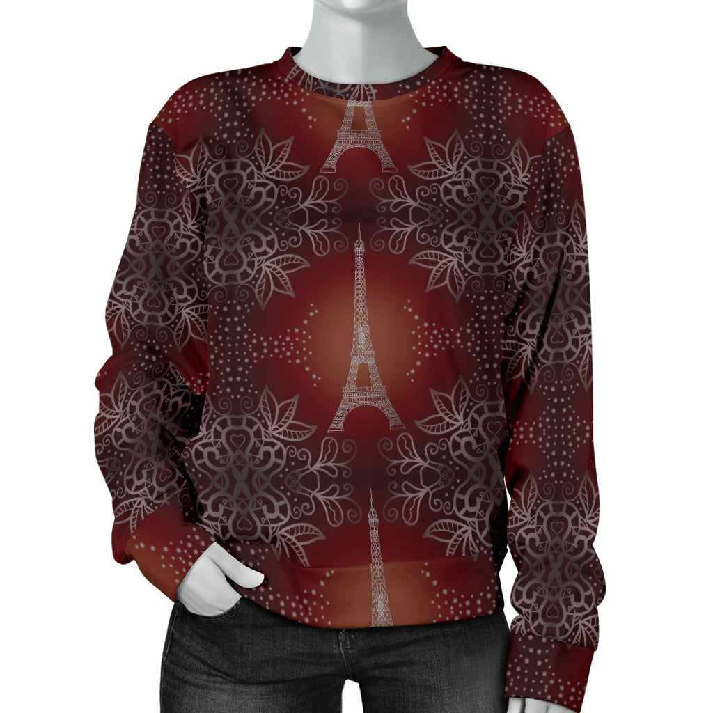 Eiffel Tower Drawing Print Women Long Sleeve Sweatshirt