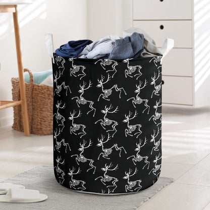 Deer Skeleton Print Pattern Laundry Basket