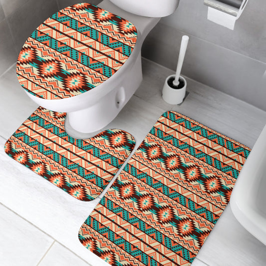 Navajo Western Style Print Pattern Bathroom Mat Set