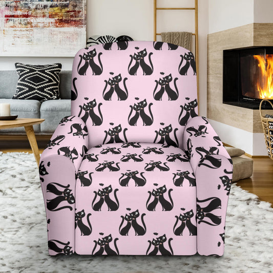 Black Cat Pattern Print Design 01 Recliner Slipcover with Pocket