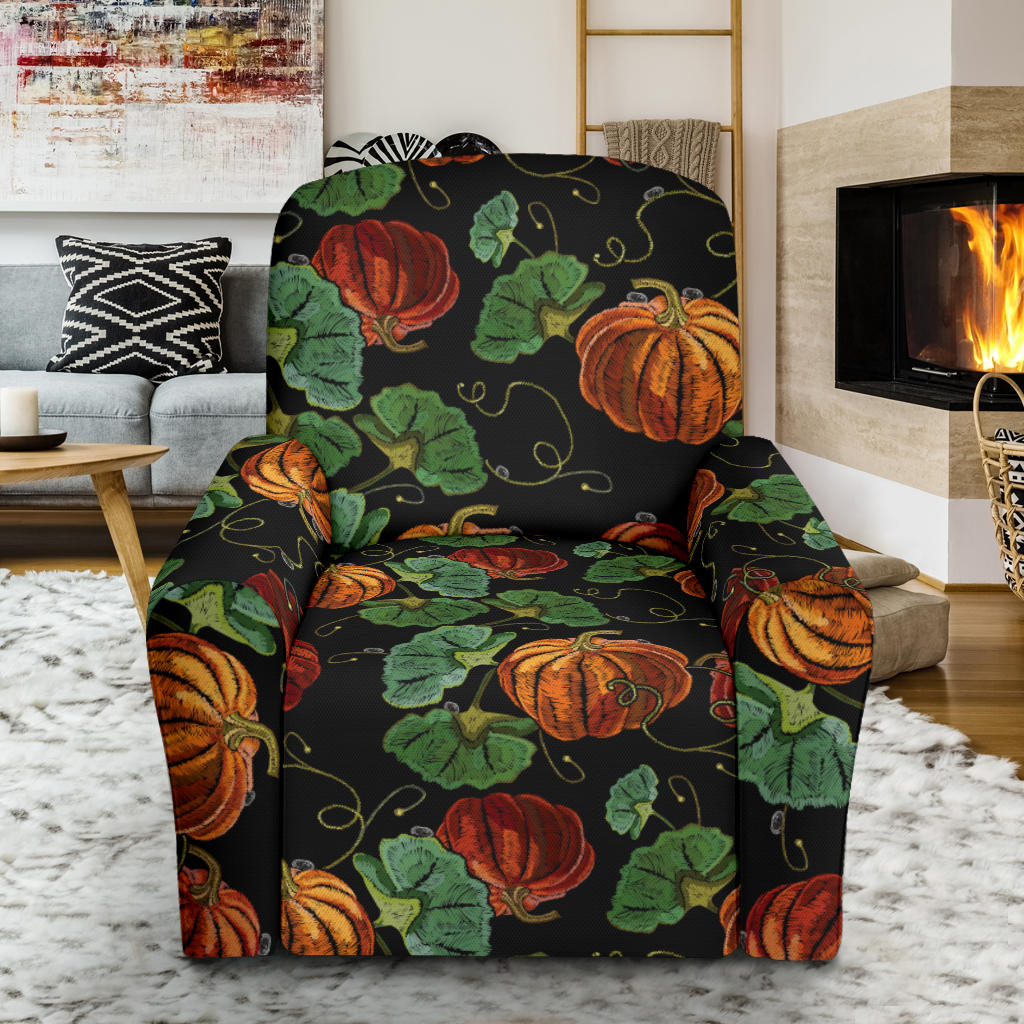 Pumpkin Pattern Print Design A02 Recliner Slipcover with Pocket