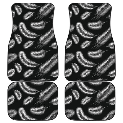 Feather Black White Design Print Car Floor Mats Front Back