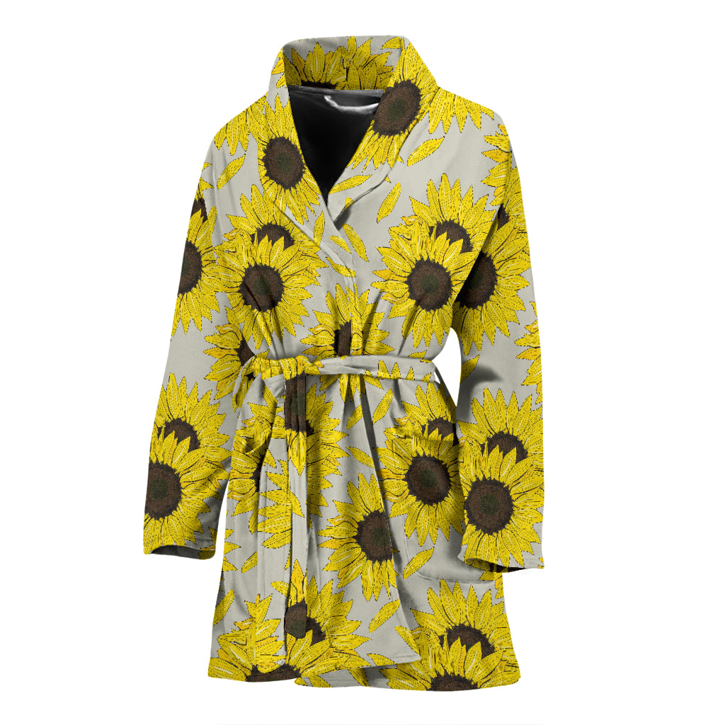 Sunflower Print Design LKS309 Women Bathrobe