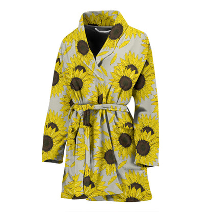 Sunflower Print Design LKS309 Women Bathrobe