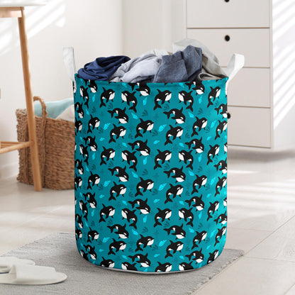 Whale Sea Design Themed Print Laundry Basket