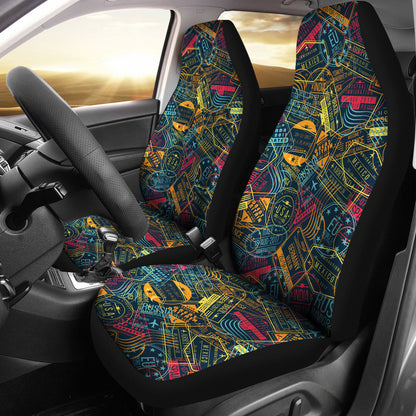 Travel Stamp Colorful Print Design LKS304 Car Seat Covers