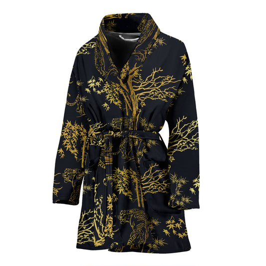 Tiger Gold Print Design LKS307 Women Bathrobe