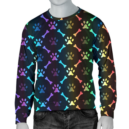 Paw Rainbow Print Men Long Sleeve Sweatshirt