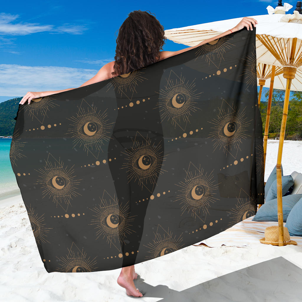 Moon Boho Pattern Print Design 02 Sarong Pareo Wrap