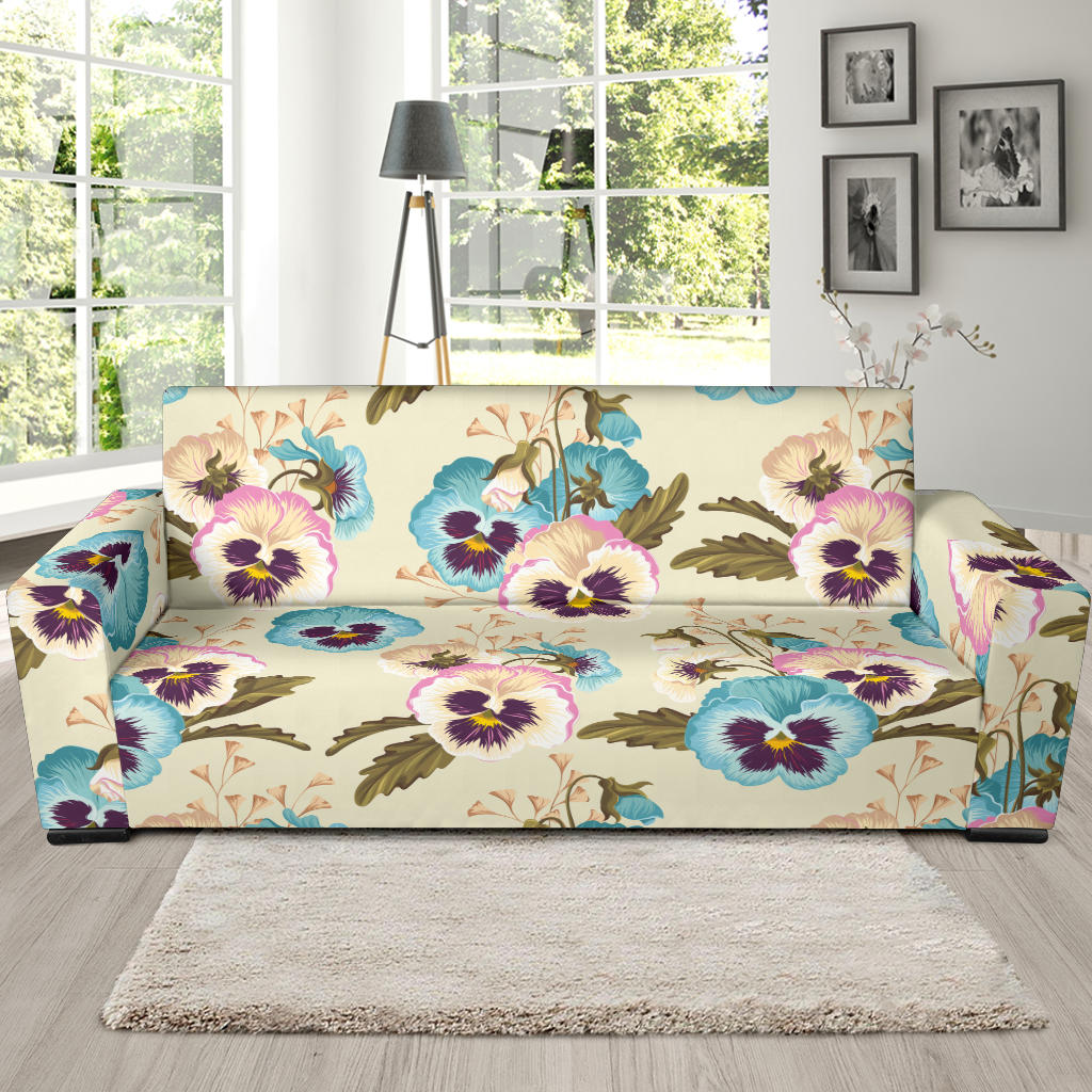 Pansy Pattern Print Design A02 Sofa Slipcover