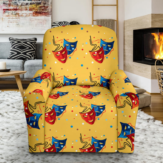 Acting Mask Pattern Print Design 02 Recliner Slipcover with Pocket