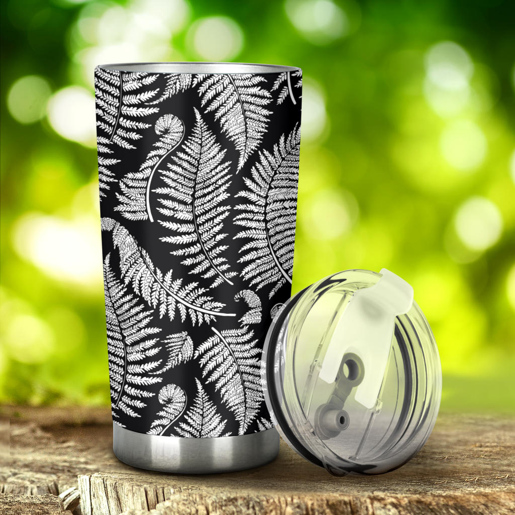 Fern Leave Black White Print Pattern Tumbler