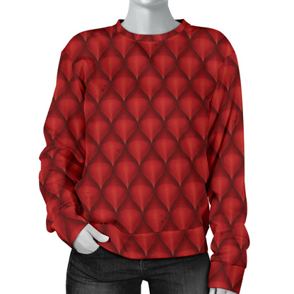 Dragons Red Skin Texture Women Long Sleeve Sweatshirt