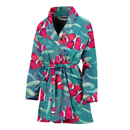 Clownfish Pattern Print Design 02 Women Bathrobe