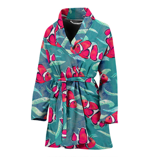 Clownfish Pattern Print Design 02 Women Bathrobe