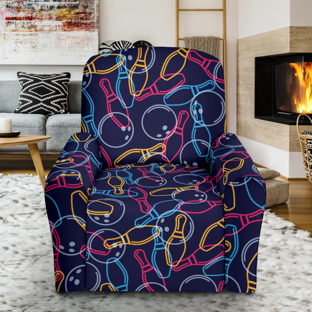 Bowling Pattern Print Design 07 Recliner Slipcover with Pocket