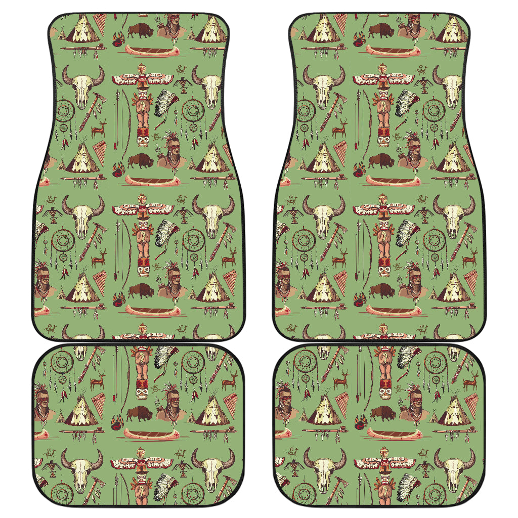 Native Indian Themed Design Print Car Floor Mats Front Back