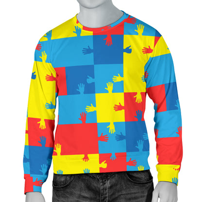 Autism Awareness Design Themed Print Men Long Sleeve Sweatshirt