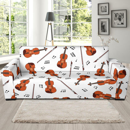 Violin Pattern Print Design 02 Sofa Slipcover