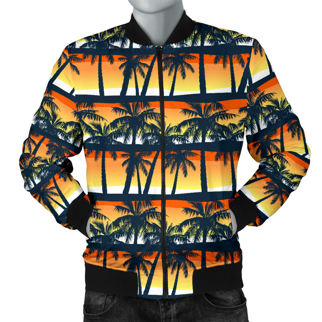 Palm Tree Sunset Design Print Men Bomber Jacket