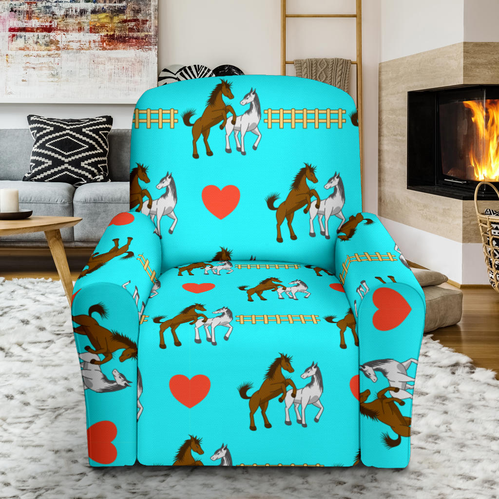Horse Couple Love Print Design LKS309 Recliner Slipcover with Pocket