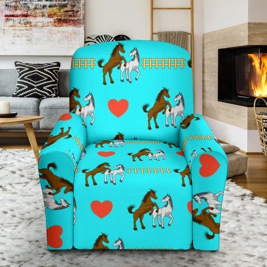 Horse Couple Love Print Design LKS309 Recliner Slipcover with Pocket