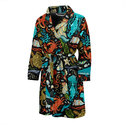 Underwater Animal Print Design LKS301 Men Bathrobe