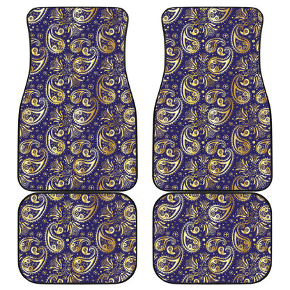Paisley Blue Yellow Design Print Car Floor Mats Front Back