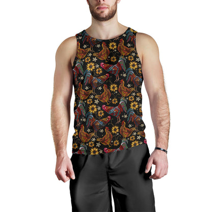 Chicken Embroidery Style Men Tank Top