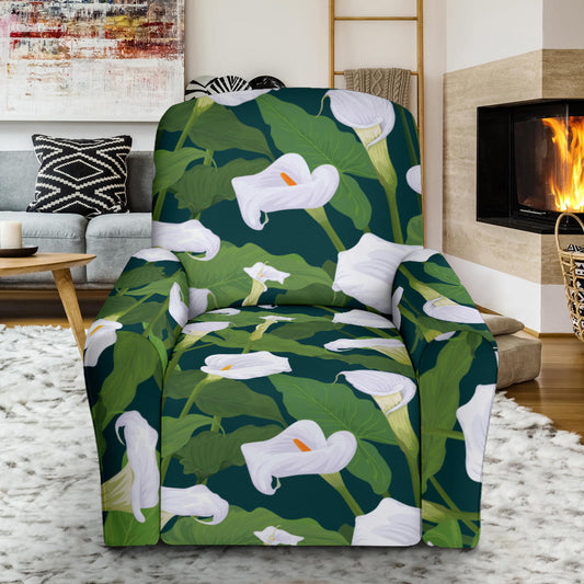 Lily Pattern Print Design 04 Recliner Slipcover with Pocket