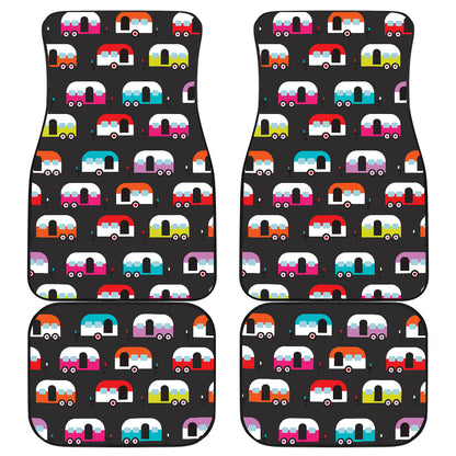 Camper Caravan Pattern Car Floor Mats Front Back