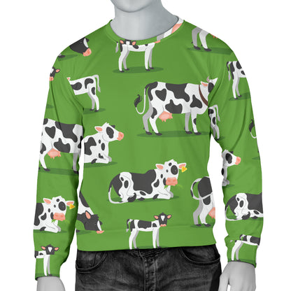Cow Happy Print Pattern Men Long Sleeve Sweatshirt