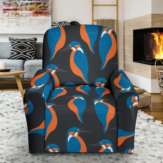 Kingfisher Pattern Print Design 03 Recliner Slipcover with Pocket