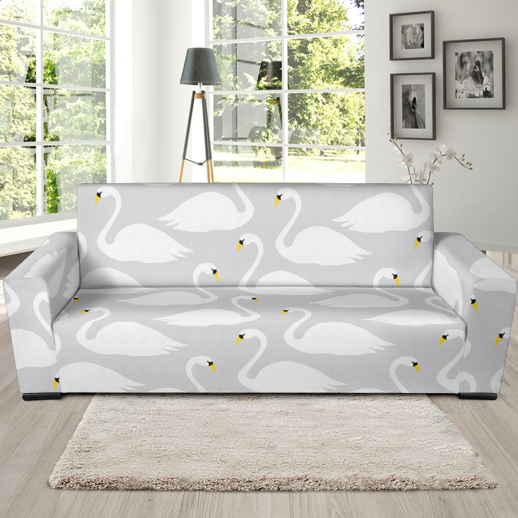 Swan Pattern Print Design 02 Sofa Slipcover