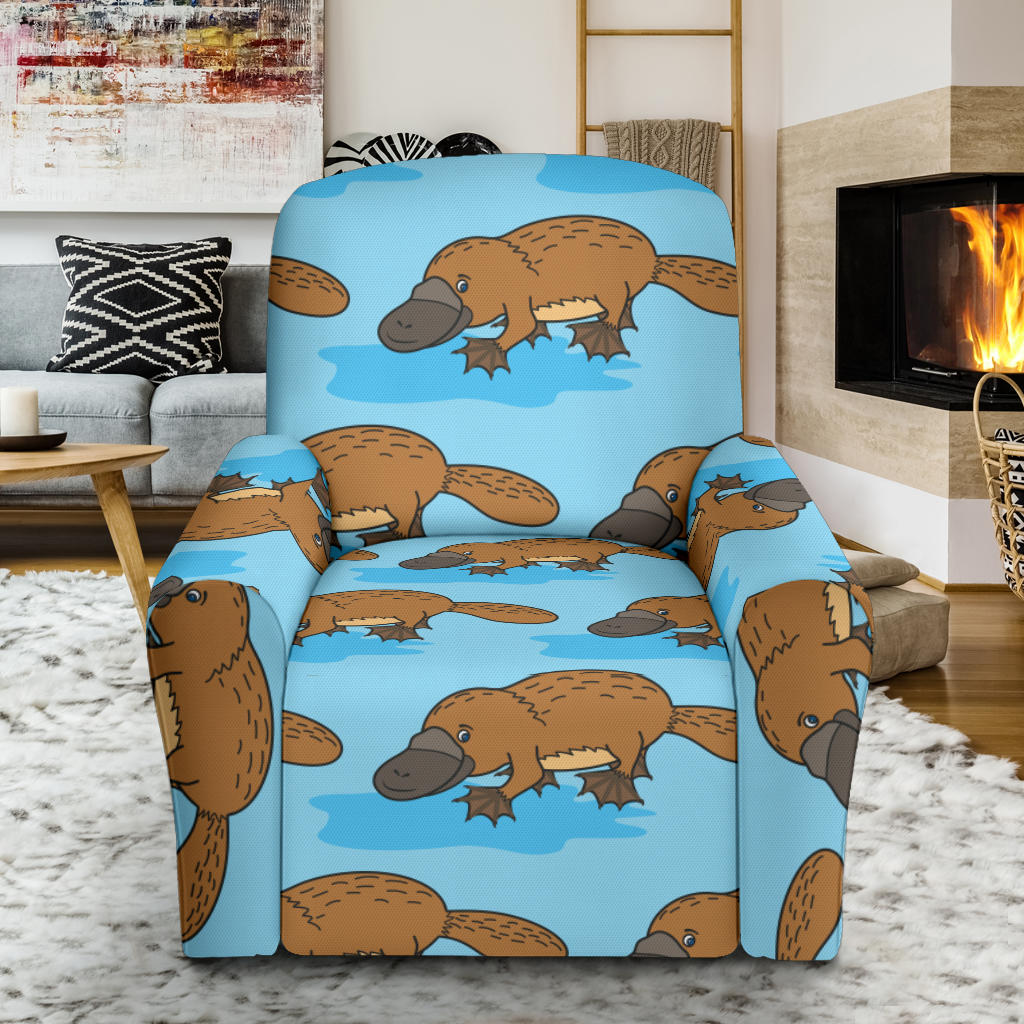 Platypus Pattern Print Design A02 Recliner Slipcover with Pocket