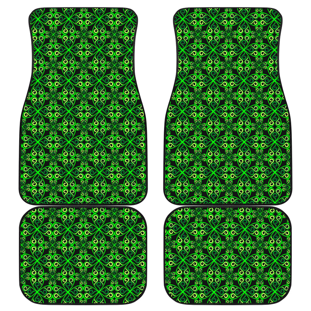 Celtic Green Neon Design Car Floor Mats Front Back