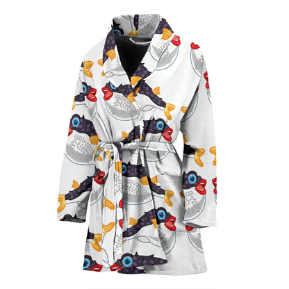 Fugu Pattern Print Design 03 Women Bathrobe