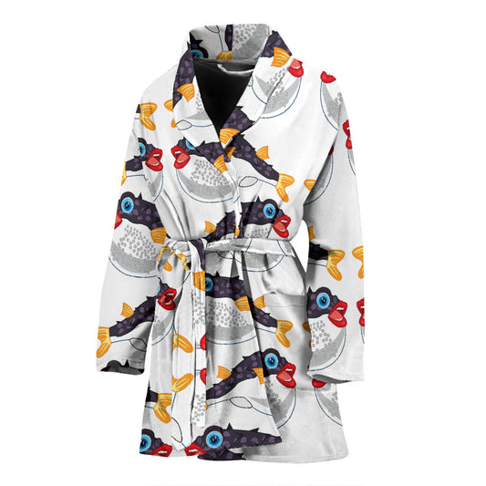 Fugu Pattern Print Design 03 Women Bathrobe