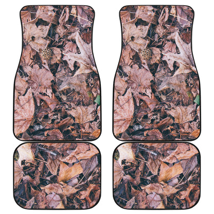 Camouflage Realistic Tree Leaf Print Car Floor Mats Front Back