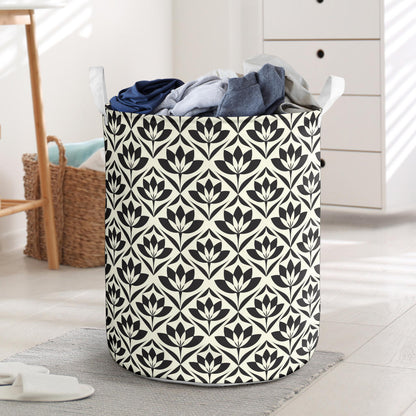 Lotus Pattern Print Laundry Basket